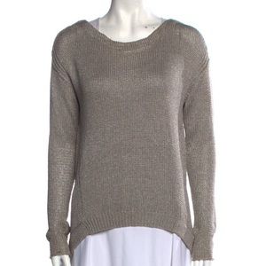 Diane von Furstenberg metallic knit sweater with back bow
